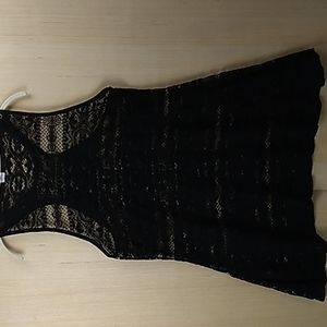 Westloop Black Women's Large XL 100% Polyester Dress Fishnet look